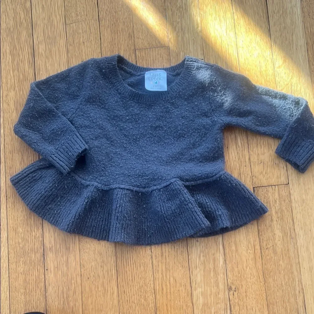 Black Peplum Sweater and Gray Bodysuit Set